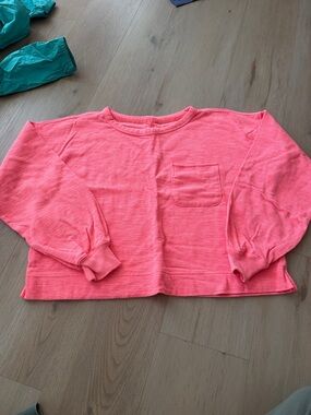 aerie Neon Coral Pink Cropped Pocket Sweatshirt